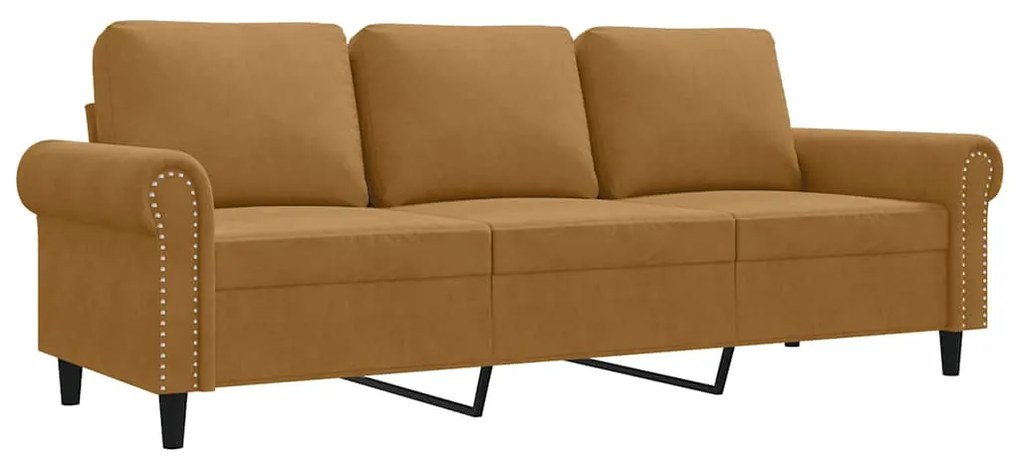 359546 vidaXL 3-местен диван, кафяв, 180 см, кадифе