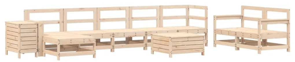 3250636 vidaXL Градински комплект диван от 10 части, масивно дърво бор
