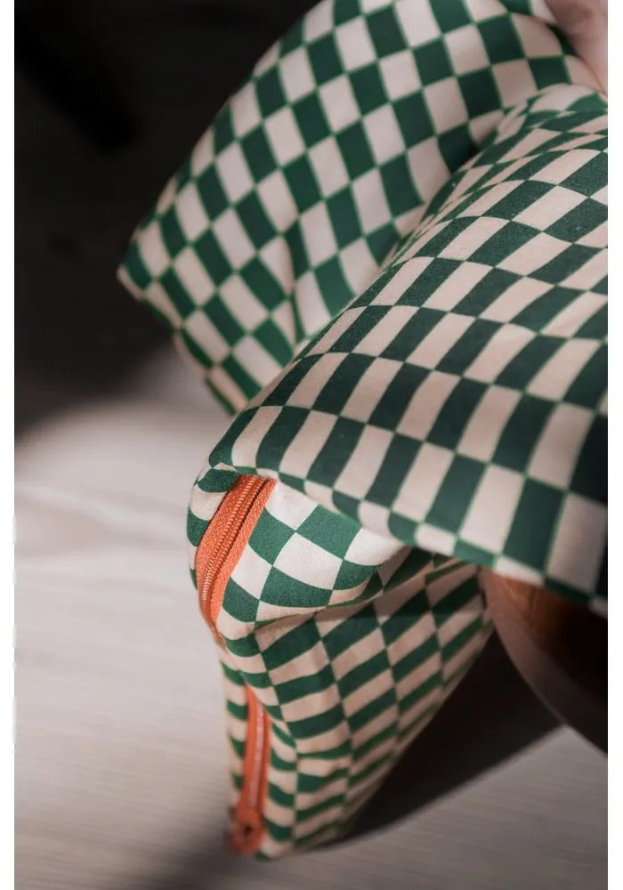 Зелено/бежово единично спално бельо от памучен сатен 140x200 cm Mini – Mette Ditmer Denmark