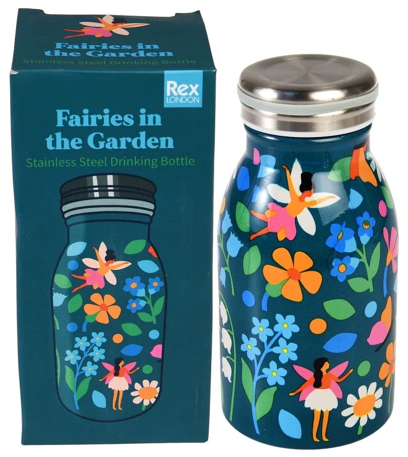 Синя детска бутилка от неръждаема стомана 250 ml Fairies in the Garden – Rex London