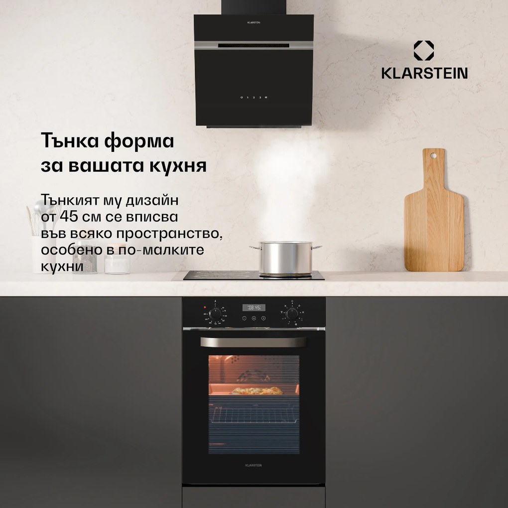 Klarstein Фурна SmartSlim, Slim дизайн, 9 функции, обем 49 литра, лесно почистване, EEK A