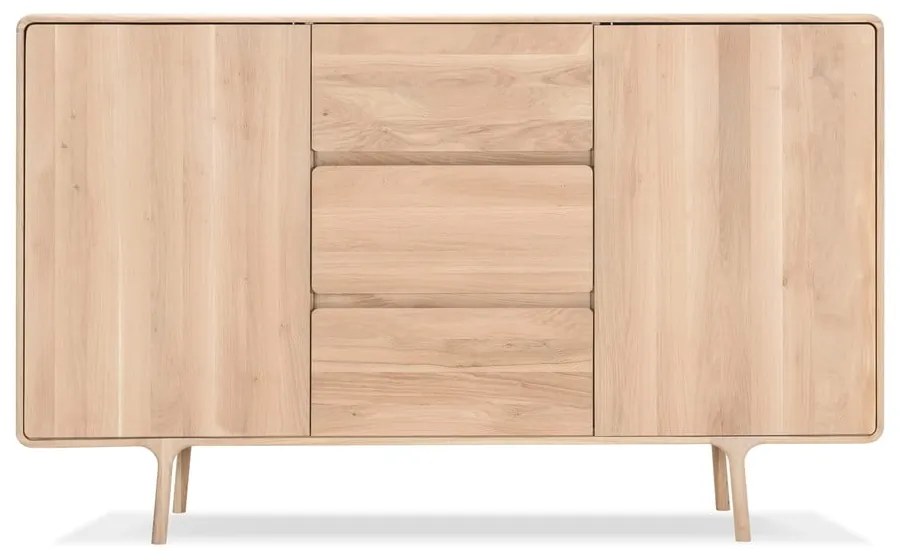 Масивен дъбов скрин с 3 чекмеджета , ширина 180 см Fawn - Gazzda