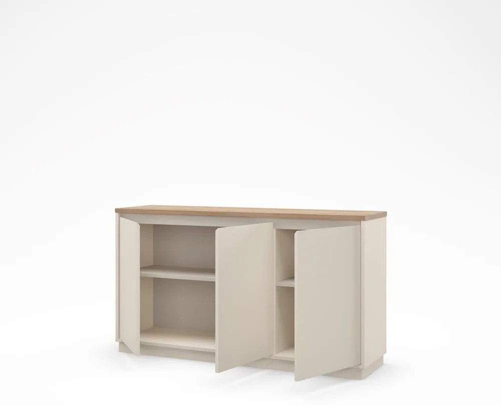 Бежов скрин от дъбов декор 152x84x40 cm Loreta – Marckeric