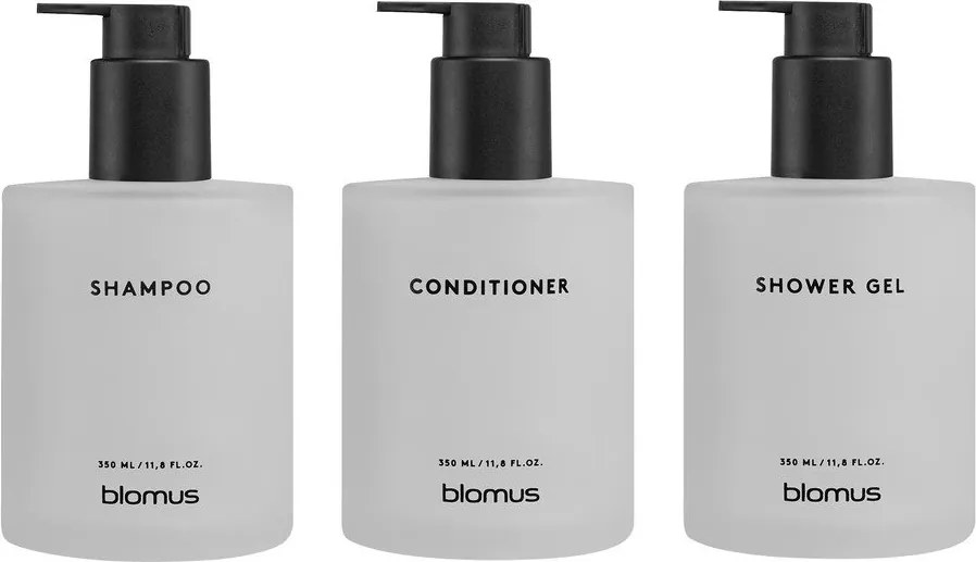 Бели стенни стъклени диспенсери за сапун 3 бр. 350 ml Kirei – Blomus