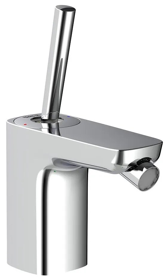 Смесител за биде, A5A606DC00, Roca, хром, с изпразнител и гъвкави връзки, 10х12.5см