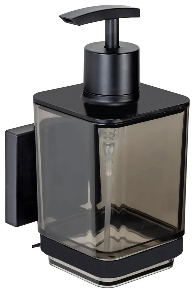 Черен самозалепващ пластмасов диспенсер за сапун 340 ml Quadro – Wenko