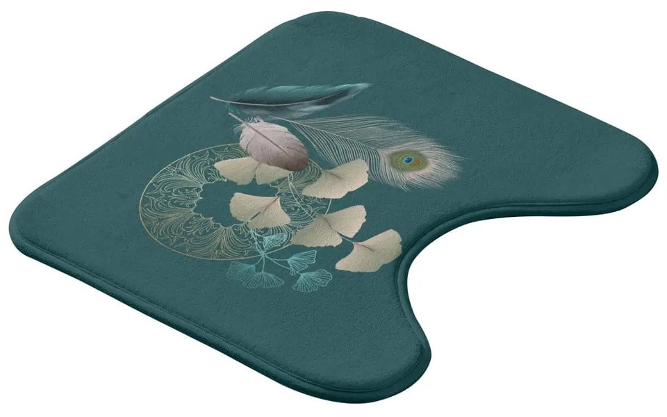Тюркоазен килим за баня WC 45x45 cm Ginkoblue – douceur d'intérieur