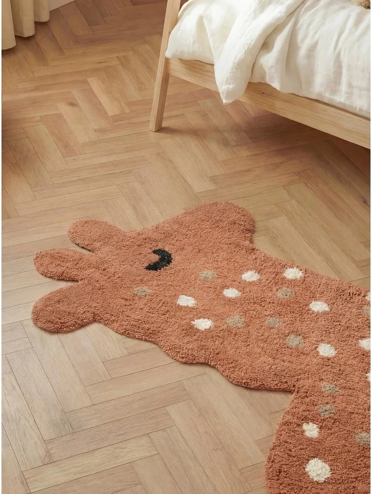Кафяв памучен детски килим подходящ за пране/ръчно изработен 89x120 cm Snuggle Gino – Hanse Home