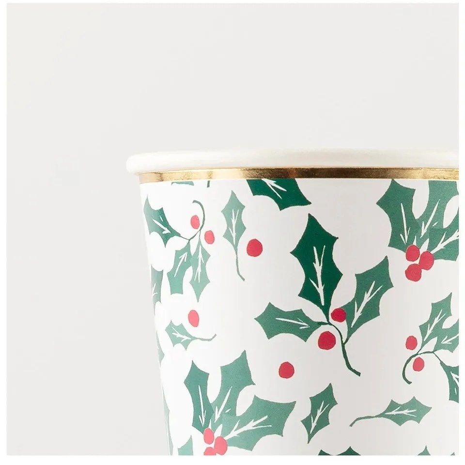 Хартиени чаши за еднократна употреба в комплект от 8 бр. Holly Pattern – Meri Meri