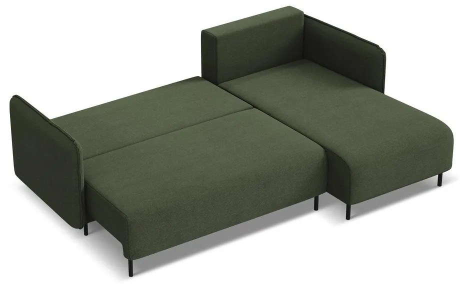 Зелен разтегателен ъглов диван с място за съхранение (десен ъгъл) Luana – Makamii