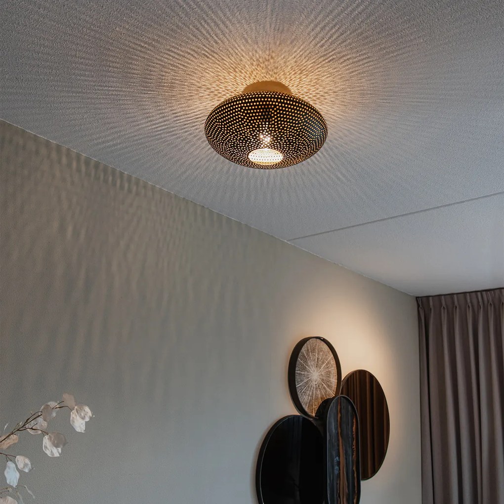 Интелигентна таванна лампа черна и златиста 40 см с WiFi G95 - Radiance