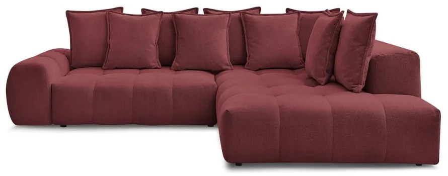Бордо шенилов сгъваем/с място за съхранение ъглов диван (десен ъгъл/L форма) Everest – Bobochic Paris