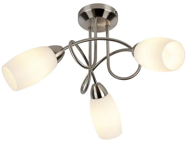 Класическа таванна лампа стомана 3-светлина - Fortress