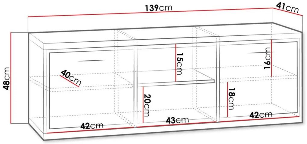 TV шкаф Mediolan-Fusiko Special-Дължина: 139 cm-Xwris podariko