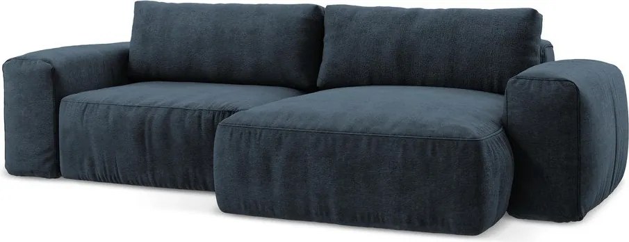 Тъмносин шенилов сгъваем ъглов диван (десен ъгъл) Kuki – Makamii