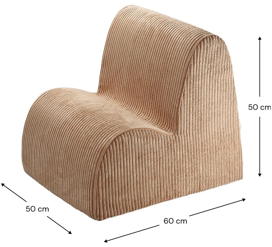 Кафяв детски стол от рипсено кадифе Cloud – Wigiwama