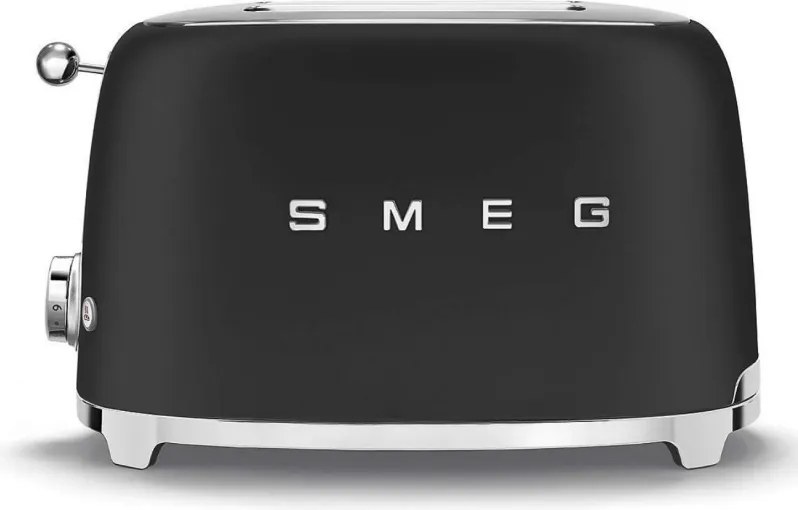 Тостер за хляб SMEG 50's Style TSF01BLMEU, 950W, 2 филии, 6 нива, Тавичка за трохи, Вграден кабел, Неръждаема стомана, Черен мат