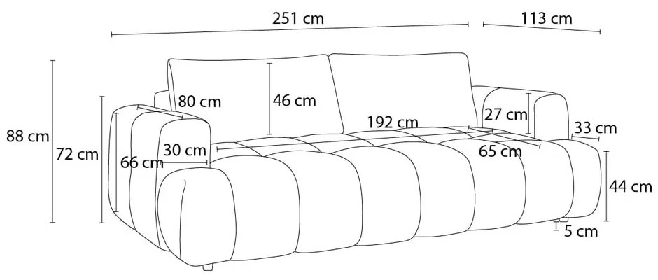 Светлосив сгъваем/с място за съхранение диван 251 cm Fuji – Bobochic Paris