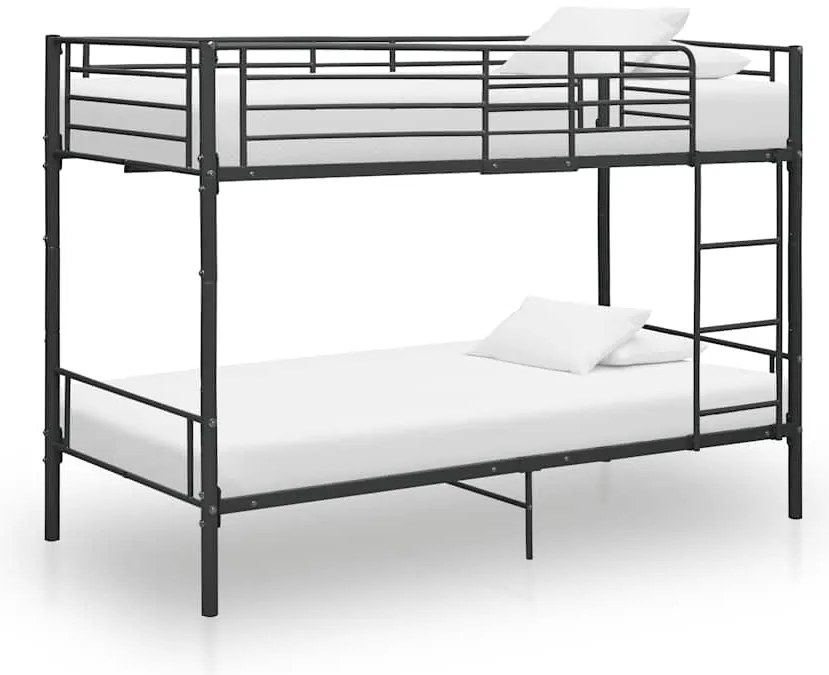 287910 vidaXL Двуетажно легло, черно, метал, 90x200 см
