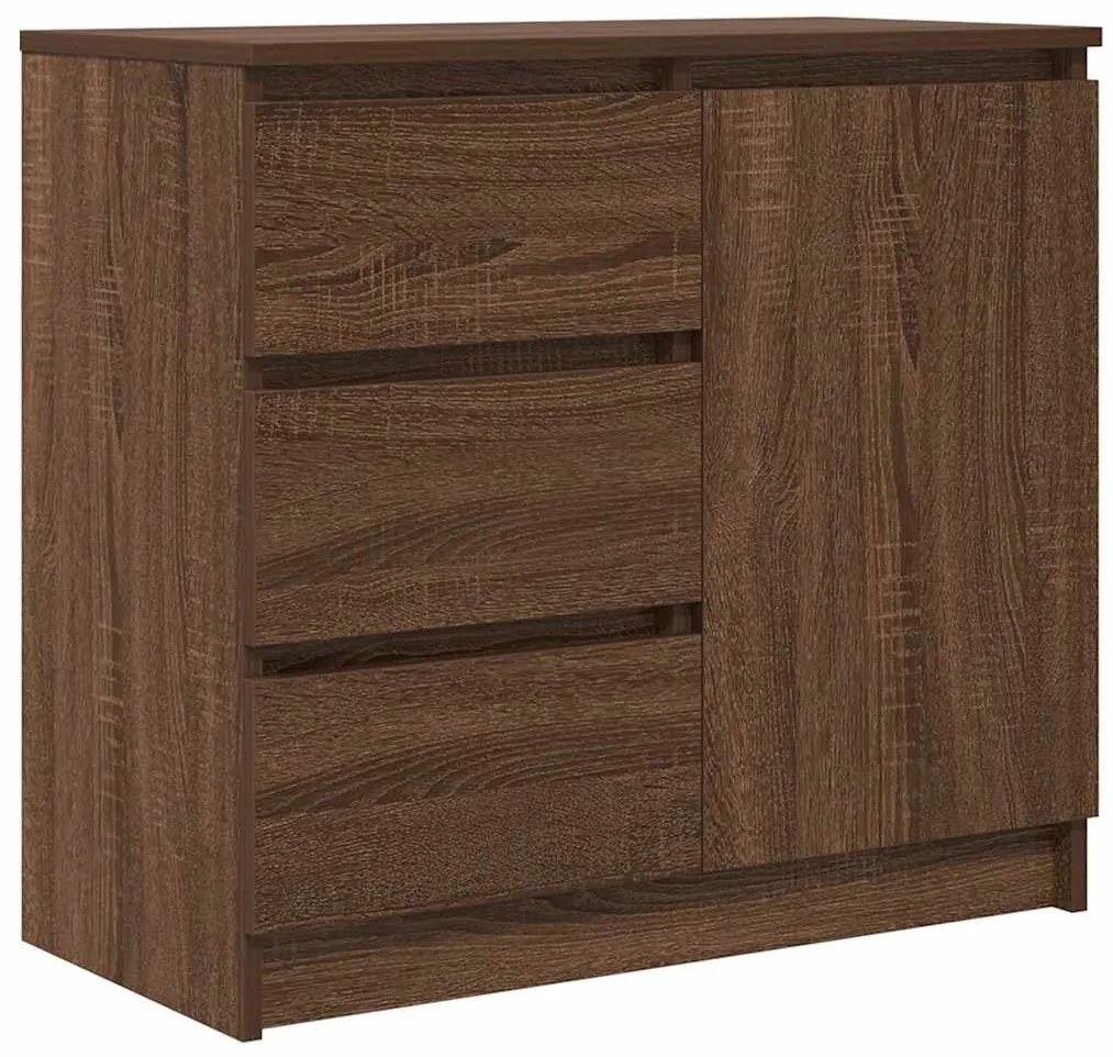 861577 vidaXL Бюфет с чекмеджета, кафяв дъб 71x35x65 см инженерно дърво