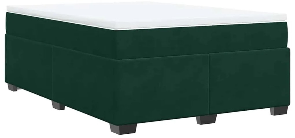 3285284 vidaXL Боксспринг легло с матрак, зелена, 140x190 см, кадифе