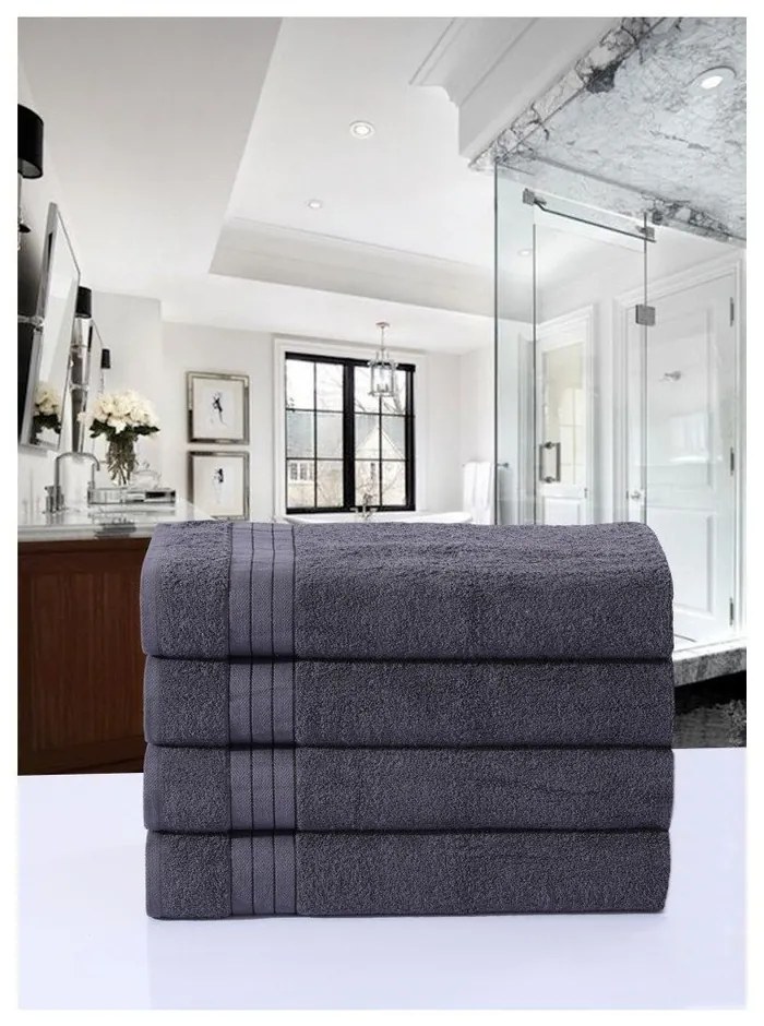 Антрацитни памучни кърпи в комплект от 4 бр. от тери 50x100 cm – Good Morning