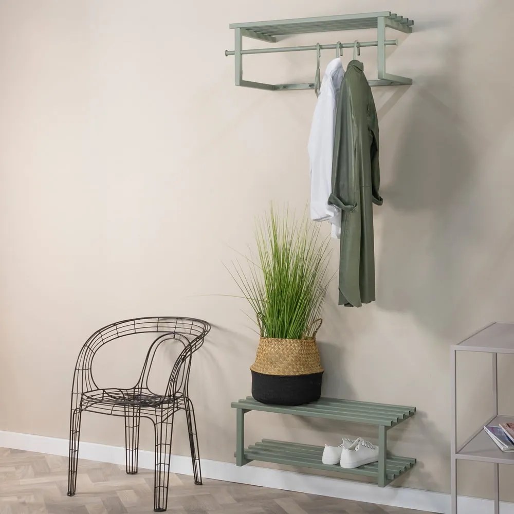 Зелено-сива метална стенна закачалка с рафт Marco - Spinder Design