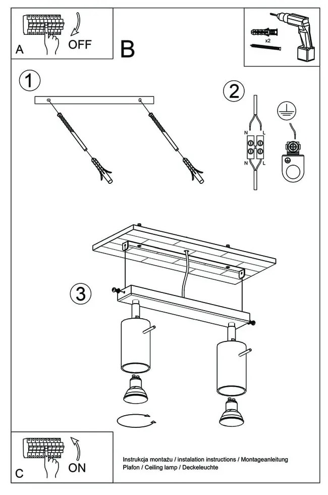 Дървена светлина за таван Ludwik - Sollux