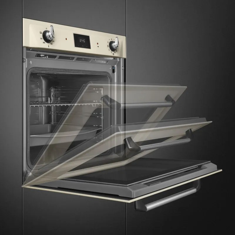 Фурна за вграждане Smeg SOP6900TP, 3000W, 68 л, Клас A, 9 функции и 5 нива на готвене, Самопочистване, Таймер, 30-280C, Крема
