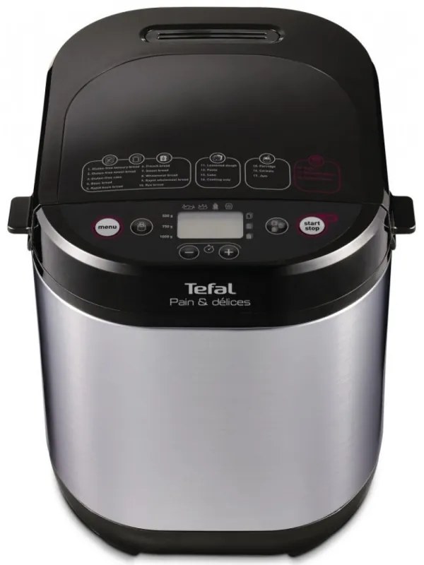 Хлебопекарна Tefal Pain & Delices PF240E38, 700 W, 1000/750/500 гр., 3 степени на изпичане, 20 програми, Черен/инокс