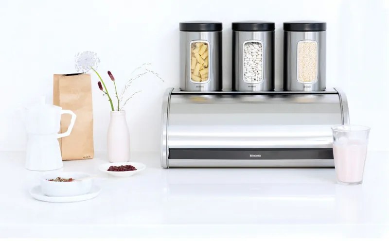 Кутия за хляб Brabantia Roll Top 646890, 16 л, 44.5х26 см, Лека и здрава конструкция, Инокс/Мат