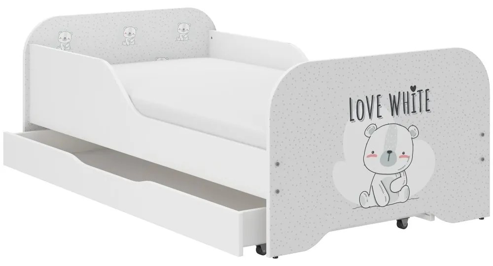 Качествено детско легло с плюшено мече LOVE WHITE 140 х 70 см