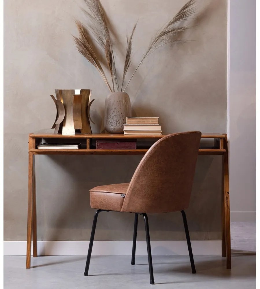 Кожени трапезни столове в комплект 2 бр. в цвят кафяв коняк Vogue – WOOOD