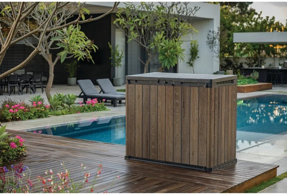 Тъмнокафява пластмасова градинска кутия за съхранение Deco – Keter