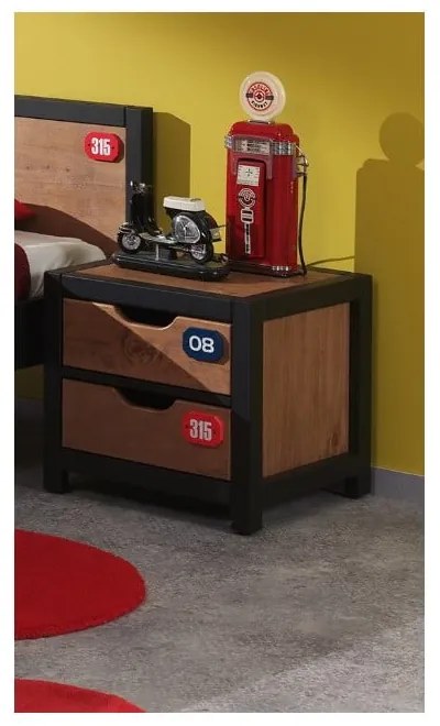 Нощно шкафче от кафява борова дървесина Alex - Vipack