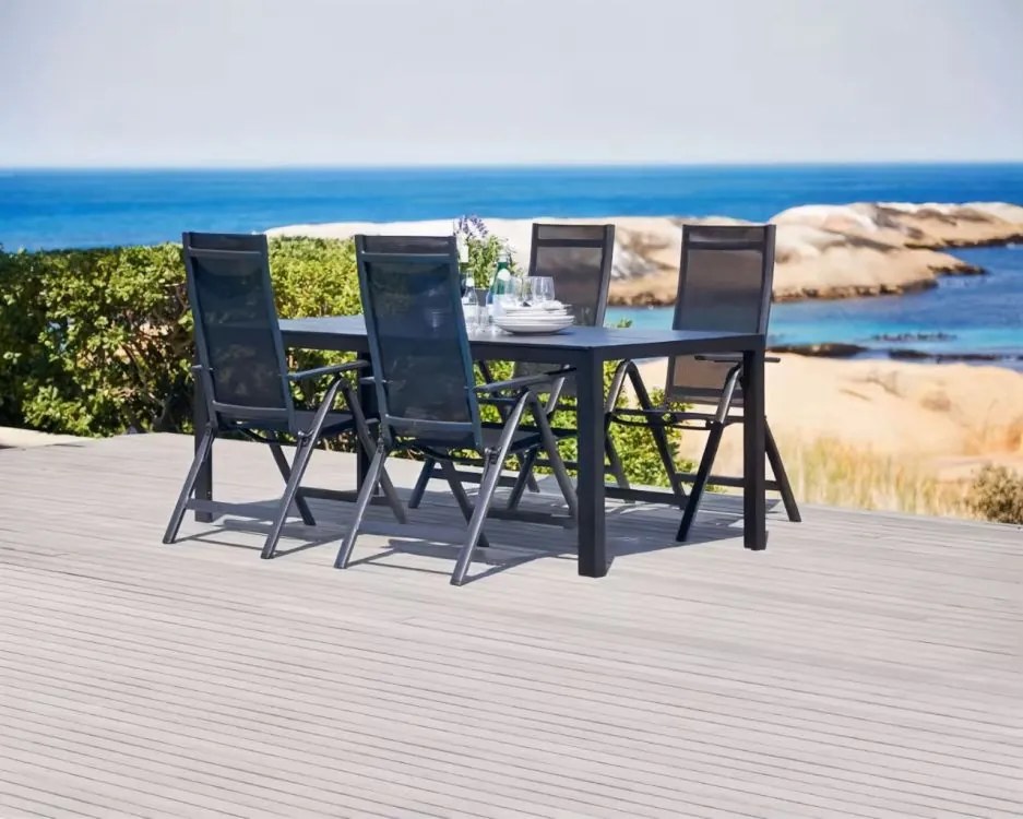 Комплект от 2 черни градински стола, регулируеми в 7 позиции