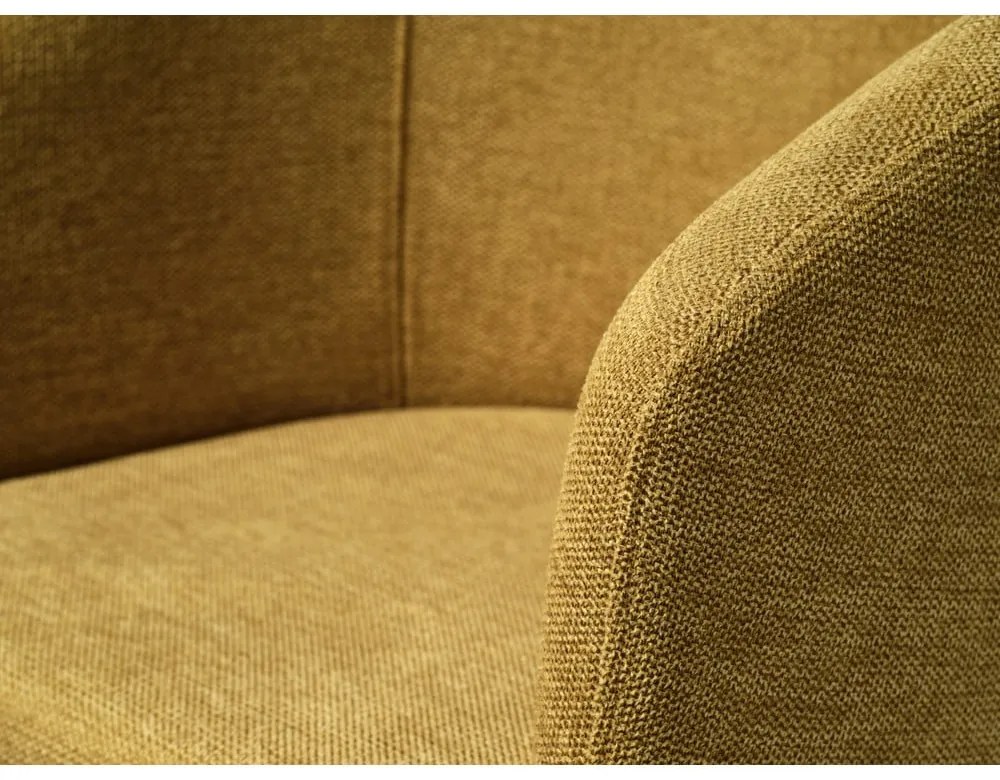 Тапициран трапезен стол с подлакътници в цвят горчица Easton – Unique Furniture