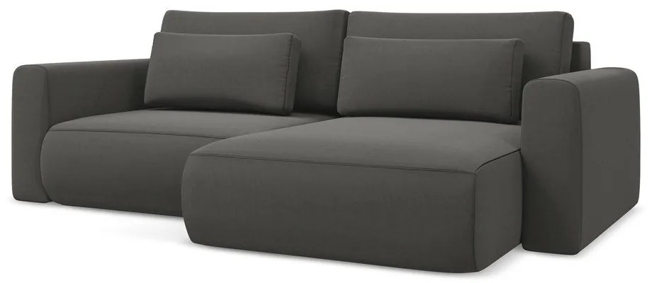 Тъмносив кадифен разтегателен ъглов диван с място за съхранение (десен ъгъл) Kapua – Makamii