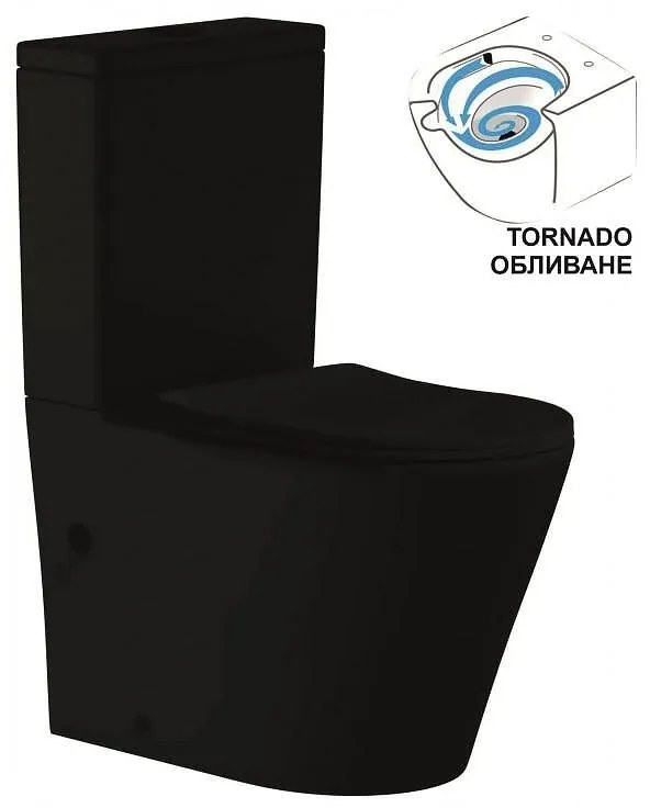 Моноблок ICC 6335MB TORNADO BLACK, седалка и капак, порцелан, черен мат, 83.5x63x37см