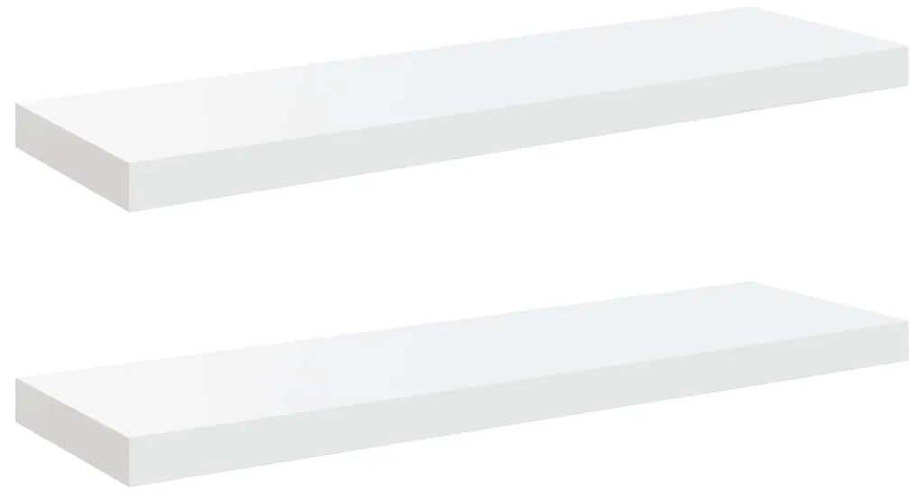323752 vidaXL Окачени стенни рафтове, 2 бр, бял гланц, 80x23,5x3,8 см, МДФ