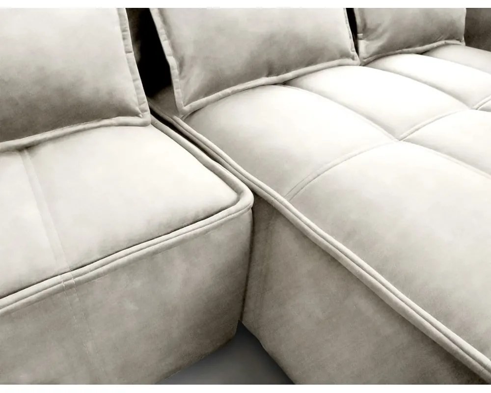 Бежов кадифен сгъваем/с място за съхранение ъглов диван (десен ъгъл) Campo – ELTAP