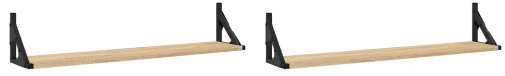836329 vidaXL Стенни рафтове, 2 бр., дъб сонома, 80x15x15,5 см, инженерно дърво