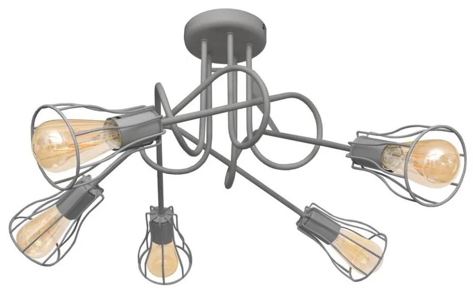 Повърхностен полилей OXFORD 5xE27/15W/230V сив