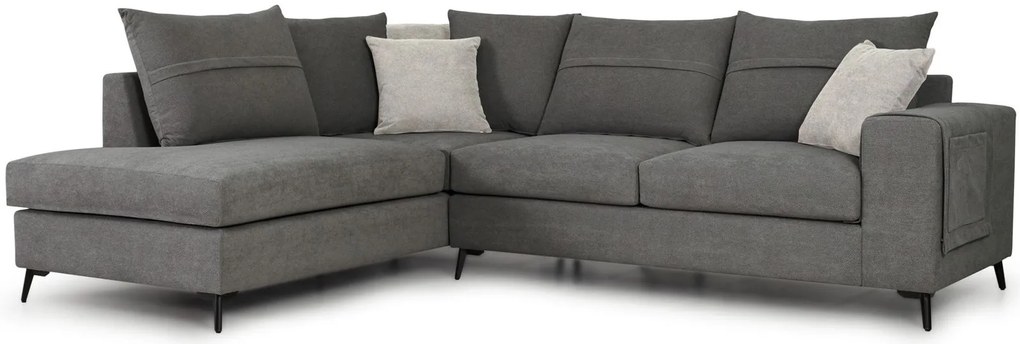 Ъглов диван Hannah-Сиво-Ляво