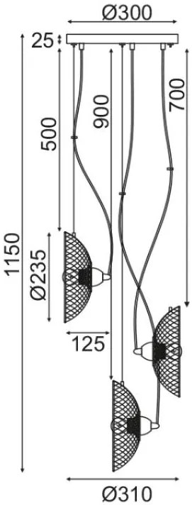 Висяща таванна лампа Kobe 3-лампи