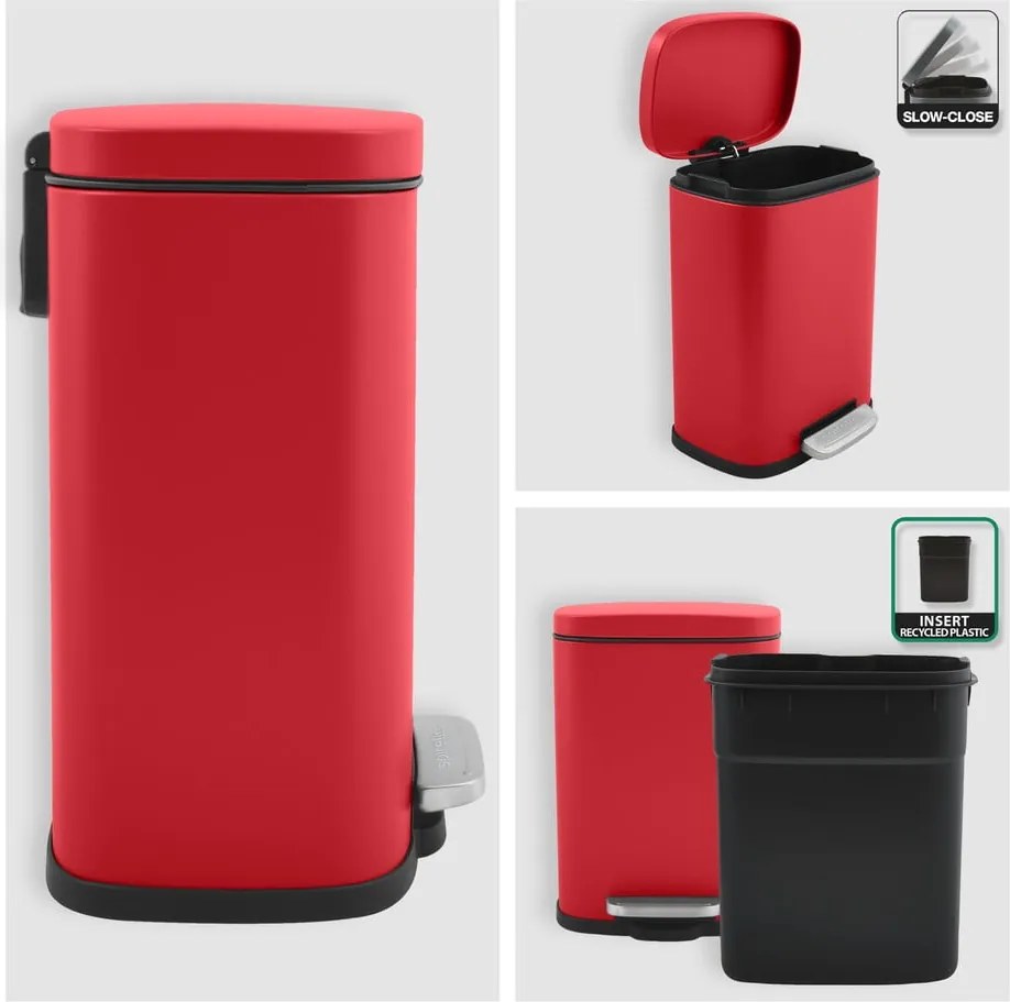 Червено стоманено кошче за боклук с педал 5 l Akira – Spirella