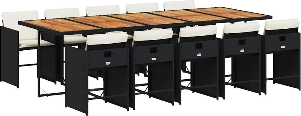 3211119 vidaXL Градински комплект с възглавници 11 части полиратан черен