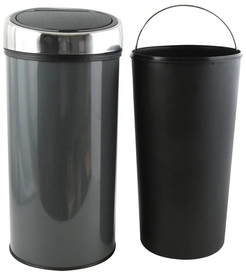 Тъмносиво стоманено кошче за боклук с отваряне с докосване 30 l – MSV