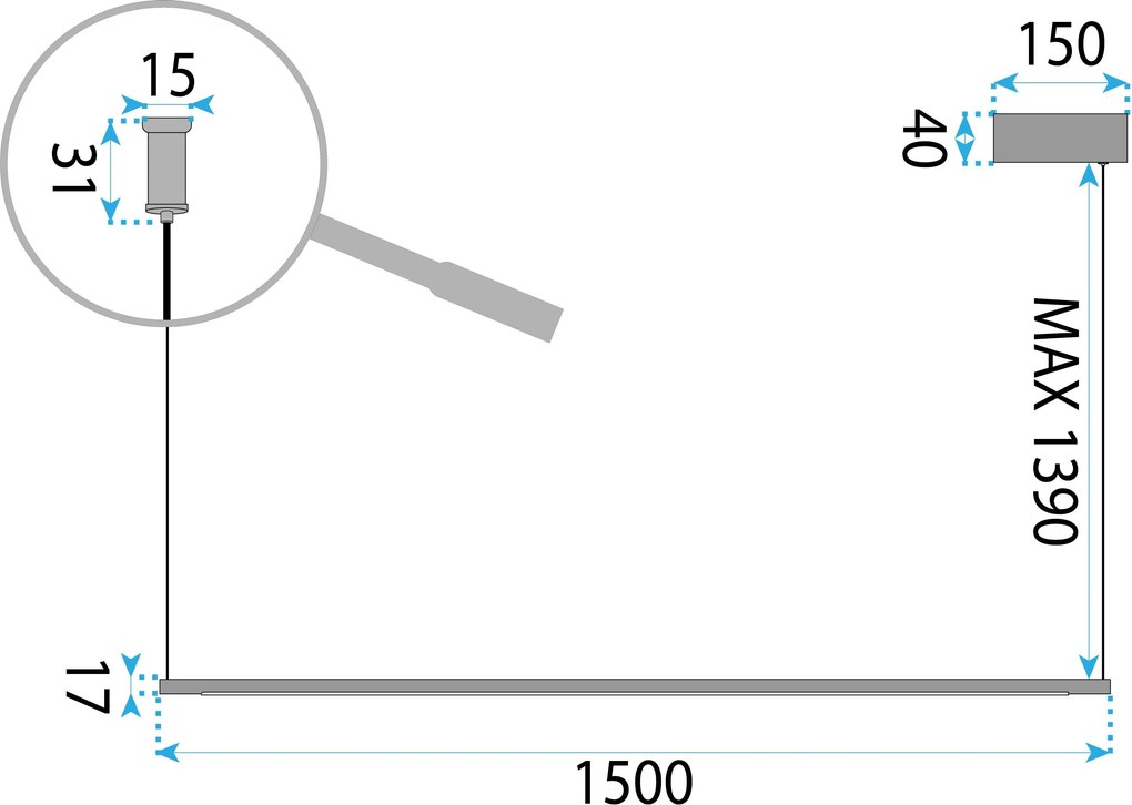 Лампа LED LHJ032-CP 150 cm BLACK