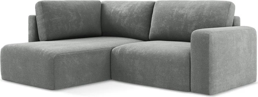 Сив шенилов сгъваем/с място за съхранение ъглов диван (ляв ъгъл/L форма) Kona – Makamii